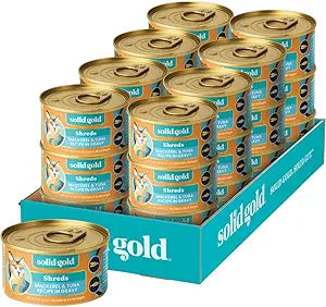 Solid Gold Five Oceans Holistic Grain Free Wet Cat Food, Mackeral & Tuna in Gravy, All Life Stages, 3oz Can, 24 Count (Packaging May Vary)