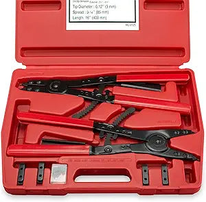 Neiko 02130A Heavy Duty 16" Snap Ring Plier Set, 2 Piece, External and Internal Pliers, Straight, 45, 90 Tips