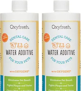 Oxyfresh Premium Pet Dental Care Solution Pet Water Additive: Best Way to Eliminate Bad Dog Breath and Cat Bad Breath - Fights Tartar & Plaque - So Easy, Just Add to Water! Vet Recommended 2 Pack