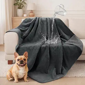 LOOBANI Waterproof Dog Blanket for Couch, 50" x 60" Puppy Cat Blanket, Gray