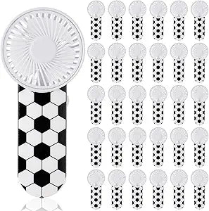 Riakrum 30 Pcs Soccer Portable Fans Bulk Mini Handheld Personal Fans for Team Player Coach Gifts Soccer Goodie Bags Stuffer Party Favors
