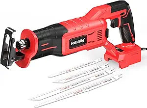 MtiolHig Cordless Reciprocating Saw for Milwaukee 18V Battery: 3200 SPM Brushless Sawzall, 3 Variable Speed, 1" Stroke Length, Keyless Blade Clamp, Includes 4 Blades for Metal, PVC, Wood(Tool Only)