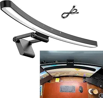 Universal Curved Monitor Light - Adjustable Clip for 27"-49" Screens, USB-C Powered, Works with PC/TV/PS5, 10 Brightness Levels