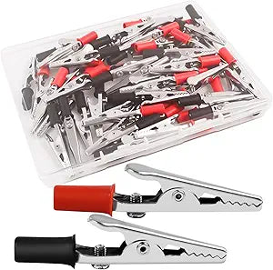 50PCS Small Alligator Clips Electrical Test Clamps with Plastic Hands