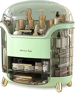 Ergocar Portable Light Luxury Series Multi-Function Lipstick, Make Up Box Dustproof Cosmetics Skin Care Products Storage, Jewelry Organizer Case - Green