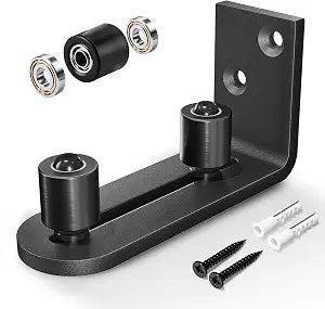EaseLife Sliding Barn Door Bottom Floor Guide,Ball Bearings Adjustable Stay Roller,Wall Mount System,Flush Flat Bottom Design,2 Assemble Setup Options,Fit All Size Door,Black