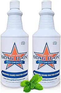 BRING IT ON! CLEANER 2 Pack 32 Oz Hard Water Stain Remover for Glass, Shower Door Cleaner, Soap Scum & Limescale Remover for Tile, Grout, Bathroom & Sink