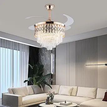 42-Inch Copper Finish Ceiling Fan with Light, Modern Design, Remote Control Included, Suitable for Living Room, Bedroom, and Dining Room, Enhances Home Decor