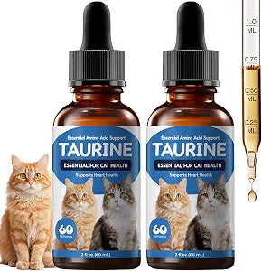 Taurine Liquid Supplement for Cats, Daily Amino Acid Support for Heart Health, Vision & Metabolic Balance, Liquid Drops for Long-Term Feline Nutrition, 60 ml