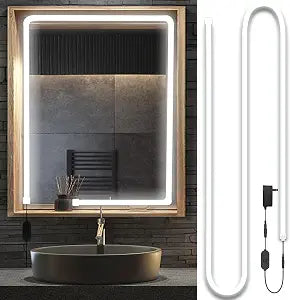 LED Vanity Mirror Lights, Hollywood Style Makeup Lighting, 10FT/6000K/Dimmable/12V Adapter/Self-Adhesive Strip Lights for Mirror, Lighting for Makeup Vanity Table & Bathroom Mirror