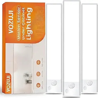 Under Cabinet Motion Sensor Lighting: 14 Inch Dimmable Rechargeable Lights Indoor - Battery Operated Lights - Undercabinet Closet Light Magnetic Led Light for Kitchen Home Bathroom Counter 3 Pack