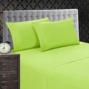 Elegant Comfort 1500 Premier Luxury Hotel Quality Softness Wrinkle and Fade Resistant 4-Piece Bed Sheet Set, Deep Pocket up to 16inch, Queen, Lime-Green