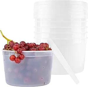 BluShine [12 Sets - 64 oz.] Plastic Deli Food Storage Containers with Airtight Leak Proof Lids - Washable And Reusable - Recyclable BPA-Free - Microwave, Fridge, and Freezer Safe