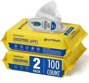 earthbath, Hypo-Allergenic Grooming Wipes - Fragrance Free Dog Wipes for Paws and Butt, Best Pet Wipes for Dogs with Sensitive Skin, Made in USA, Cruelty-Free Dog Cleaning Wipes - 100 Count (2 Pack)