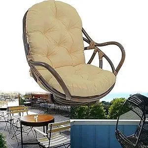 Rattan Swivel Chair Cushion,Waterproof Swivel Rocker Chair Cushion, Rattan Wicker Furniture Seat Pad, Soft Thicken Rocking Chair Pads for Indoor Outdoor Patio Furniture(Beige)