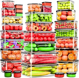 62 Pcs Large Food Storage Containers with Lids Airtight,Total 656OZ(31 Containers &31 Lids), Reusable BPA-Free Plastic Food Container for Kitchen Organization, Leakproof Meal-Prep Containers for Lunch