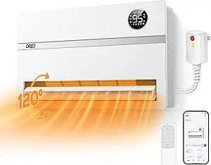 DREO Wall Heater for Bathroom, Smart Space Heaters with ALCI Plug, 1500W, 120┬░ Vertical Oscillation, Adjustable Thermostat, 24H Timer, Easy Installation Electric Heater for Indoor use, Bedroom, Office