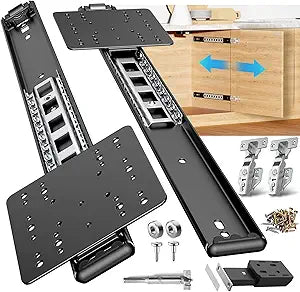 Pocket Door Slides, Cabinet Pocket Door Slide,Pocket Door Hinge,Cabinet Pocket Door Hardware Kit Fit,Pivot Door Slide Hardware Inset,for Cabinet Door (2PCS, 16in)