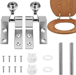 1 Set Universal Toilet Seat Hinges, Chrome-Plated Metal Hinges