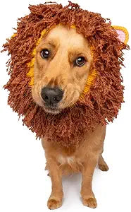 Zoo Snoods Lion Costume - Knit Mane Dog Snood Ear Wrap for Pets, Warm Neck Cover for Halloween and Winter (Large)