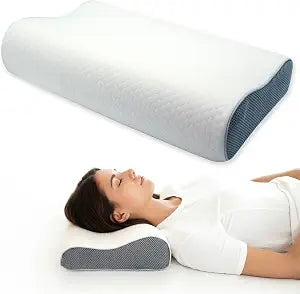 Cervical Pillow for Neck Pain Relief, Memory Foam Neck Pillow for Sleeping, Pillow for Side Sleeper, for Neck and Shoulder Pain, for Neck Support, Thin, Queen (19.7"11.8"3.9"/2.8")