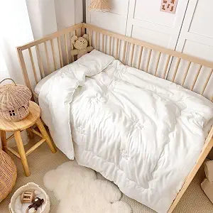 BuLuTu Cotton Microfiber Down Alternative Comforter White, Toddler Size Duvet Insert, Soft Fluffy Bedding Comforter for Kids Boys Girls, 47x59 Inch, Light Weight Comforter, 1.2 Pounds