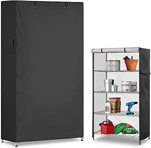 Storage Shelf Cover,Outdoor Heavy Duty 600D 48''W x 24''D x 72''H Dustproof Waterproof Shelf Covers for Wire Shelving,Storage Rack Cover with Zipper