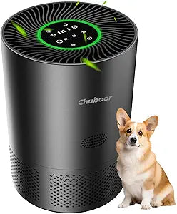 Chuboor Air Purifiers for Home Large Rooms, H13 True HEPA for Bedroom Dorm Room Pets, kitchen, washroom, with Timer, Auto Mode, Sleep Mode, for Smoke and Dust, Pollen, Odors, PJ01, Black