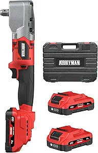 Alloyman 20V Brushless Right Angle Impact Wrench, 207 Ft-lbs280N.M,1/2'' High Torque Cordless Power Tool with 22.0Ah Batteries, LED Light, 2-Speed Control, Compact 90 Design for Tight Spaces