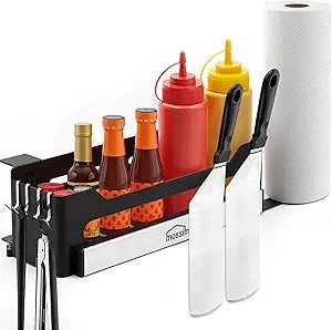 mossime Griddle Caddy for Blackstone 36"/28"/22"/17" Griddles & Prep Cart, Space Saving Blackstone Griddle Accessories Organizer, BBQ Storage Box with Magnetic Tool Holder & Paper Towel Holder