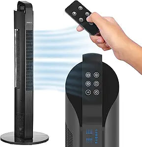NEXAIR 42Γ Oscillating Tower Fan, 3 Speed Portable Fan Tower With Remote Control, Quiet Operating Floor Fan for Bedroom with 7.5 Hr Auto Off Timer, Modern Design Room Cooling Fan For Home & Office