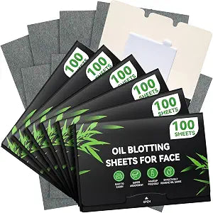 Oil Blotting Sheets, 600 Count Bamboo Charcoal, Makeup Friendly Oily Skin