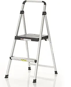 COSCO 2 Step Lite Solutions Folding Step Stool, Aluminum/Black