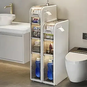 Slim Bathroom Storage Cabinet,Narrow Bathroom Storage Cabinet,Mobile and No Installation Required,Perfect for Small Space Bathroom,Living (A-3Tiers)