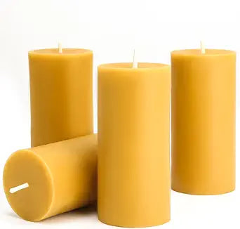 Beeswax Pillar Candles 2x4 Inch 4 Pack, Unscented Bee Wax