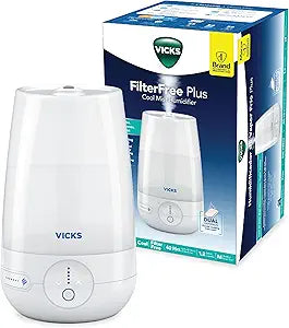 Vicks FilterFree Plus Cool Mist Plus Humidifier (VUL565), Medium Room ΓFilter-Free Cool Mist Humidifier for Baby, Kids and Adult Rooms, Works with Vicks VapoPads