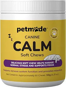 Canine Calm Soft Chews - Calming Treats for Dogs & Puppies - Support for Seperation Anxiety, Vet, Fireworks, Barking, Occasional Stress Relief* - with Inositol, L Theanine, Taurine - 60 Chews
