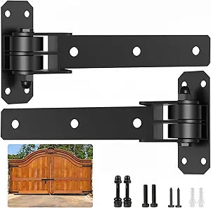 Heavy Duty Gate Hinges, 900 Lbs Capacity and Built-in Ball Bearings, 13" Bolt-On or Weld-On Hinges, 180 One-Way Open Gate Hinges for Wooden/Metal Gates,Garden Gates, Fence, Sheds (Matte Black)