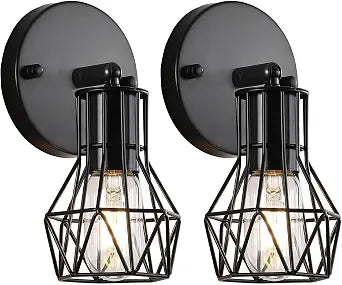 2 Pack Farmhouse Wall Sconces Hardwired Black for Bathroom Hallway