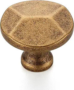 Ravinte 30 Pack Antique Brass Round Cabinet Hardware Knobs,Solid Zinc Alloy Single Hole Drawer Pulls Dresser Knobs for Kitchen,Bathroom Furniture