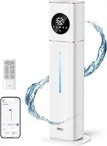 DREO HM735S 11L Smart Humidifier Large Room 700 ft┬▓, 100H Cool Mist Air Humidifiers for Bedroom, Top-Fill, Clean Tank Technology, 26dB, Auto Mode, Aroma Box, RGB, Remote & APP Control, Baby, White