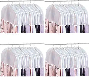 Patelai 80 Pcs 2" Gusseted Shoulder Covers for Hanging Clothes 24" x 12" Plastic Garment Dust Covers Protectors for Closet Storage Suit, Coats, Jackets, Dress Closet Storage(Translucent)