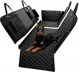 Lume Collective Co. Premium Dog Car Seat Cover  6-in-1 Detachable Full Car Coverage, Heavy-Duty Waterproof Fabric, Door Protection Guards & Non-Slip Base  Modular Dog Seat Cover for Cars & SUVs