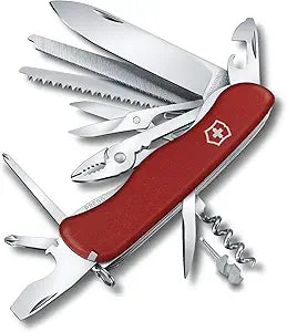 Victorinox Work Champ Swiss Army Knife, 21 Function Swiss Made Pocket Knife - Multi-tool with Large Blade, Pliers, 4 Screwdrivers and Wood Saw - Red