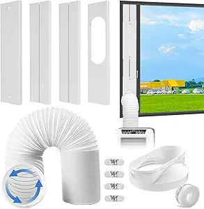 Portable Air Conditioner Window Vent Kit with 80" Length Hose, Adjustable Window Seal with 5.9 Inch Diameter for Ducting Universal Portable AC Seal Panel for Horizontal & Vertical Window