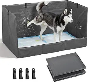 Foldable Dog Litter Box with High Walls, Waterproof Indoor Dog Potty Tray with 4-Inch Baffle, 33.5"23.6"15.9" Dogs Pee Pad Holder for Puppies Small and Medium Dogs