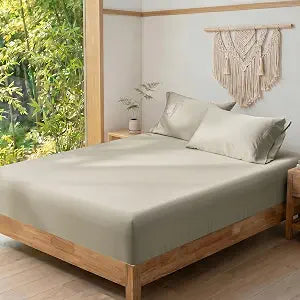 David's Home Cooling Fitted Sheet King Size, 100% Rayon Derived from Bamboo, 16" Deep Pocket 2.5cm Wider Elastic, Luxury Smooth Silky Soft Breathable Bottom Sheet for Hot Sleeper, Light Taqpe