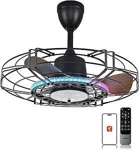 Orison Outdoor Ceiling Fan with RGB Light, 24" Gazebo Fans Outdoor Hanging, Plug in Ceiling Fan for Pergolas Canopy Patio, Waterproof Outdoor Fans with Remote/APP Control, 3CCT Dimmable, Wet Rated
