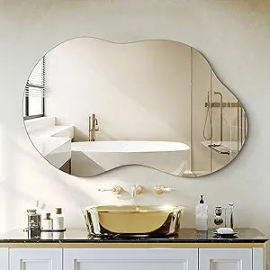 Dorlicecass Bathroom Mirror - Irregular Wall Mirrors Decorative 20"x36" Asymmetrical Tempered Glass Frameless for Vanity, Bedroom, Living Room, Cloakroom, Entryway