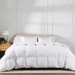 Beckham Hotel Collection Feather Down Comforter  All Season Duvet Insert with Baffle Box Construction, 400 Thread Count Cotton Blend, Responsibly Sourced Down, King/Cal King